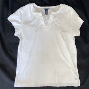 American Eagle front lace tee